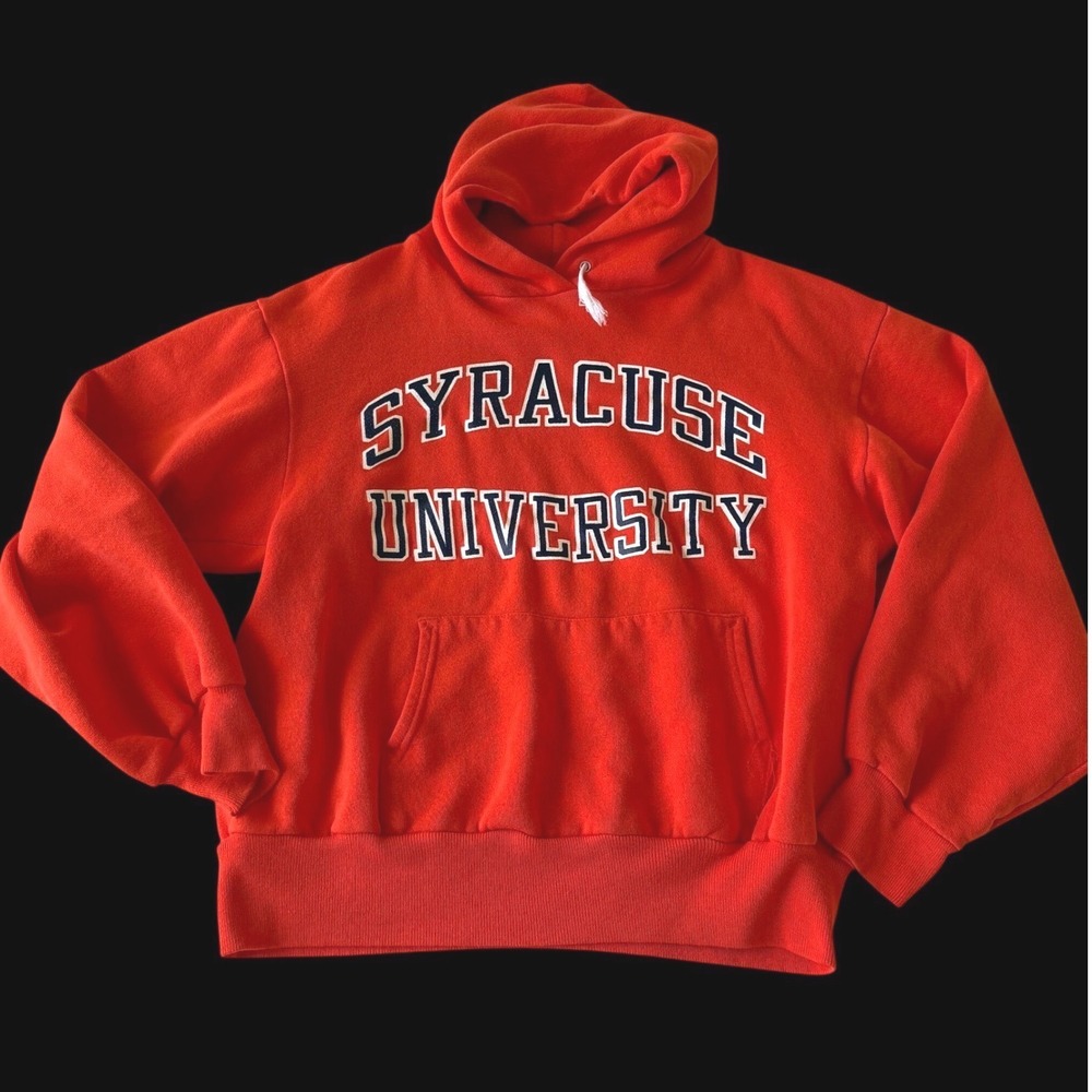 70's Champion Syracuse University Hoodie Orange Large‎ Made in USA Sweatshirt
